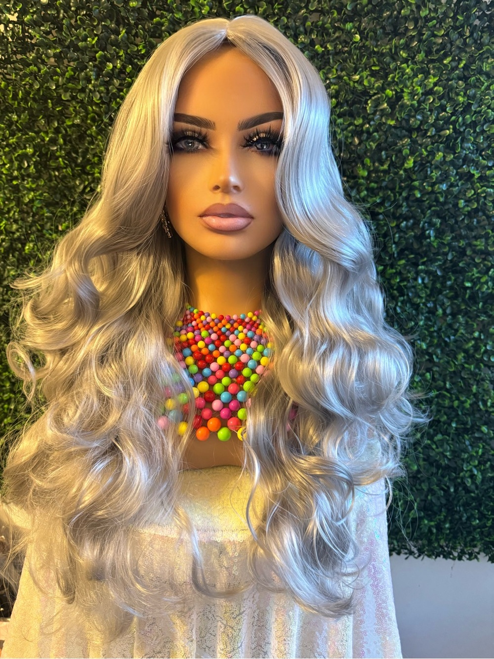 Lace part silver wavy wig